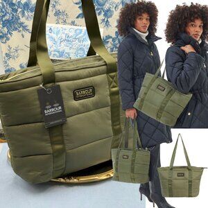 🆕 BARBOUR INTL 🧿 NWT Monaco Quilted Tote Bag, Envy Olive * SAMPLE *